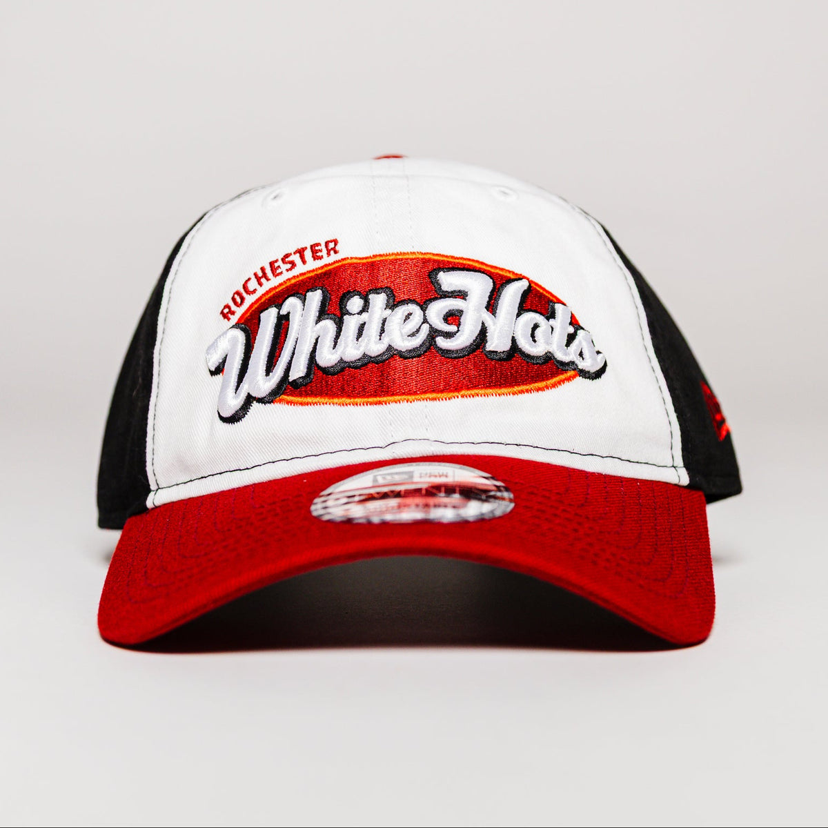 New Era 9TWENTY White Hots Tri Color Adjustable – Rochester Red