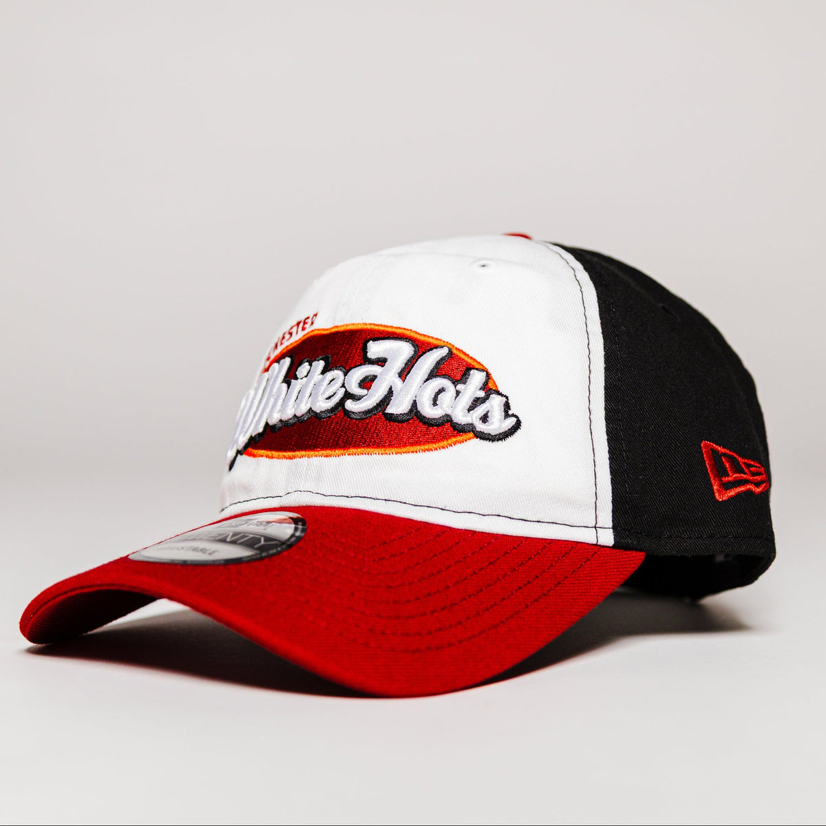 New Era 9TWENTY White Hots Tri Color Adjustable – Rochester Red