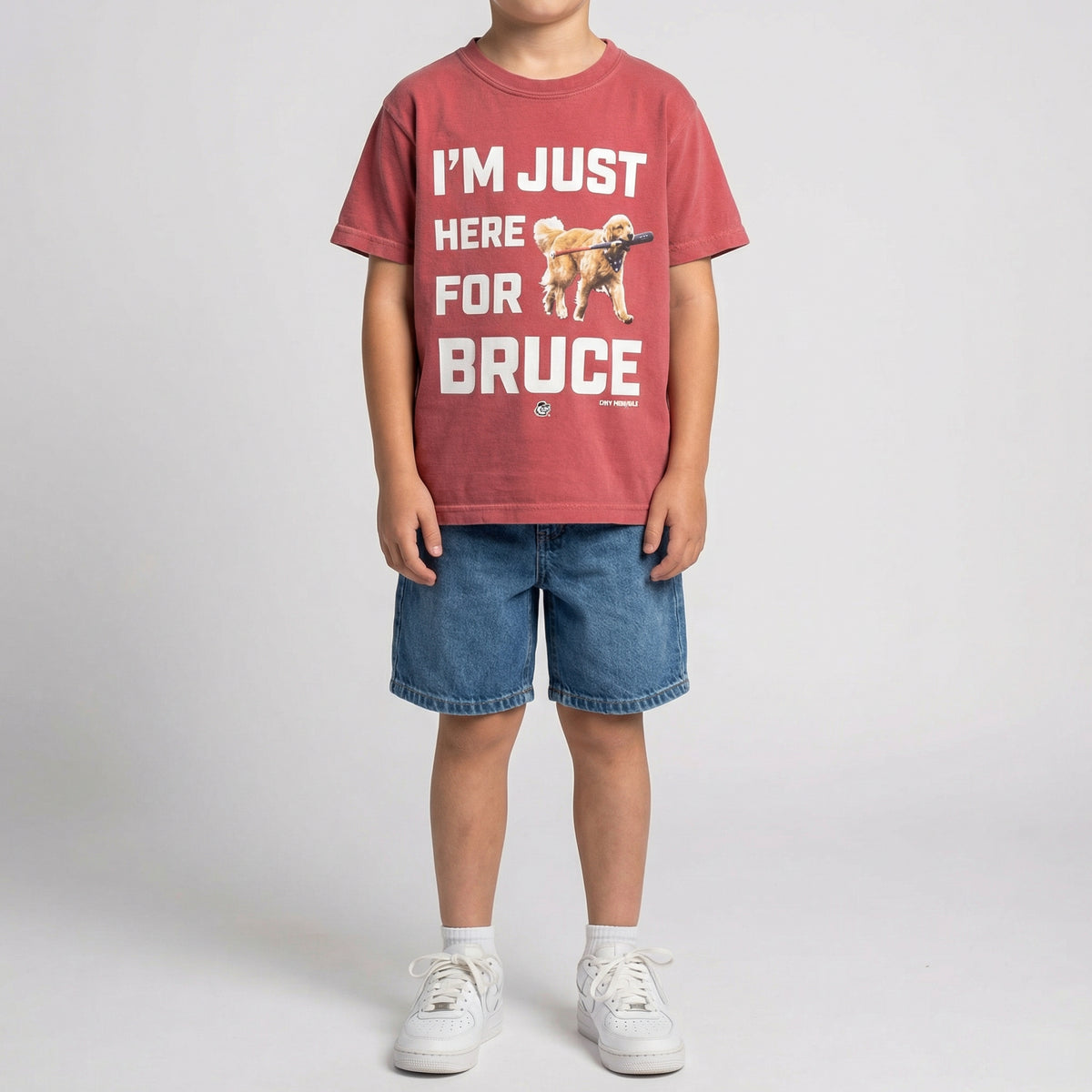 Bruce the Bat Dog YOUTH Im Just Here Tee – Rochester Red Wings