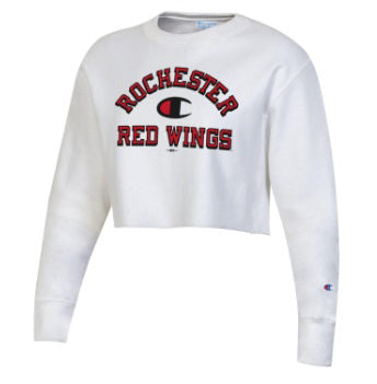 Rochester Red Wings Womens White Cropped Crewneck Sweatshirt