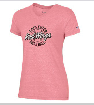 Rochester Red Wings Womens Pink V-Neck Tee