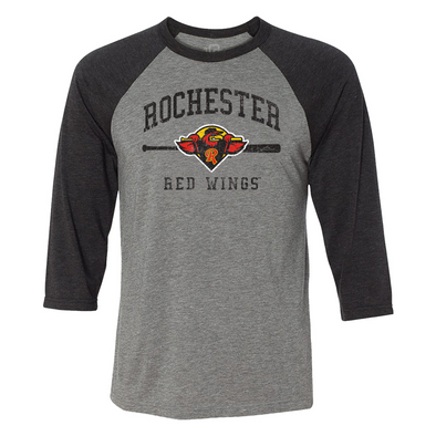 Men's Champion Gray Rochester Red Wings Jersey Long Sleeve T-Shirt